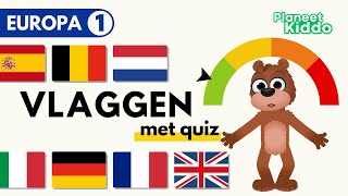 Europese Landen Leren Deel 1 🇪🇺 • Peuters En Kleuters • Met Leuke Vlaggen Quiz Voor Kinderen [upl. by Alue568]