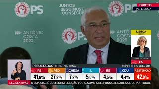 PS Vence Eleições  António Costa  Legislativas 2022 [upl. by Bate]