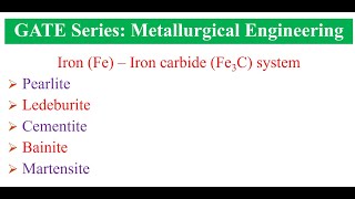 GATE Metallurgical Engineering Pearlite Ledeburite Cementite Bainite and Martensite [upl. by Colver]