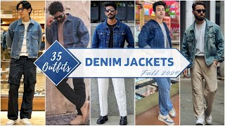 35 Ways to Style Denim Jackets In Fall 2024  Mens Fashion [upl. by Assilam738]