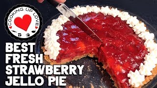 Strawberry Jello Pie Recipe 🍓  Potluck Recipes  Cooking Up Love [upl. by Anohsal]