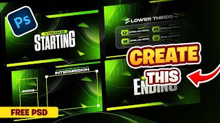 Create Live Streaming Gaming Overlay Twitch Full Stream Package In Photoshop  Free Psd  Tutorial [upl. by Aldwin]