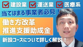 【2024年 助成金情報】働き方改革推進支援助成金の新設コースについて徹底解説！ [upl. by Hollie]