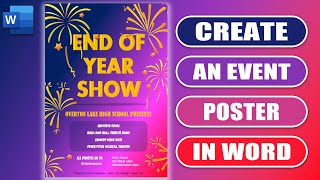 Create an Event Poster  Flyer in Word  EASY TUTORIAL [upl. by Hanley]