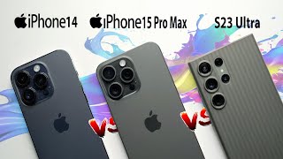 iPhone 15 Pro Max VS S23 Ultra VS iPhone 14 Pro ক্যামেরা কম্পেয়ারিজন। কে জিতলো [upl. by Ozne308]