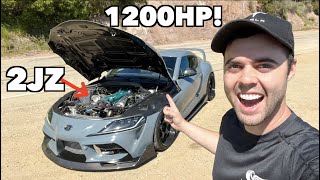 1200WHP 2JZ SWAPPED MK5 SUPRA FIRST DRIVE 6 Speed Manual [upl. by Maggio366]