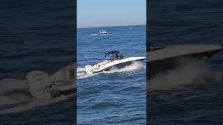 Whaler Dude Takes It Through The Center Of The Manasquan Inlet  Beautiful Bunch Of Boats [upl. by Aneekan]