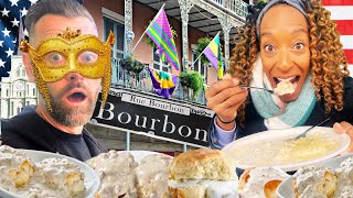 Brits Try Biscuits And Gravy For The First Time In New Orleans USA [upl. by Bertolde]