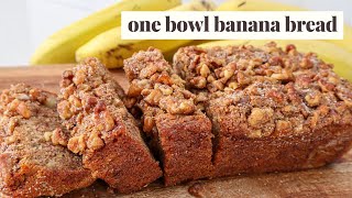 One Bowl Vegan Banana Bread Super Moist amp Fluffy [upl. by Annavaj]