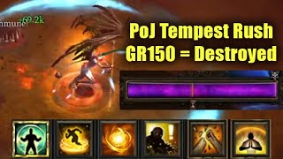 PoJ Tempest Rush Rank 1 GR150  Incredible Clear on First Attempt Hardcore Season 25 [upl. by Pauwles153]