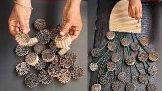 Amazing Home Decoration craft ideas  Waste cardboard using flower wall decor ideas  DIY Room decor [upl. by Gavette]