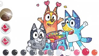 BLUEY LETS PLAY PAINTING GAMELEARN COLOURS WITH SPARKLES [upl. by Sheeran]