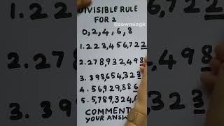 Divisibility Rules for 2 l Mathematics Divisibility Rules [upl. by Sammie]