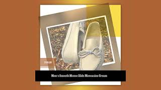 Mens Smooth Moose Hide Moccasins Cream [upl. by Josi]