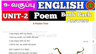 9th english unit 2 poem book back answers [upl. by Refinnaej414]