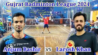 Anjum Bashir vs Larosh khan challenge match at Gujrat league 2024 badminton [upl. by Leirad]