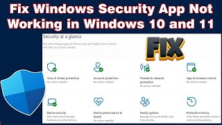 Fix Windows Security App Not Working in Windows 10 and 11 [upl. by Boehike]