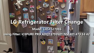 Changing the water filter on LG Side by Side refrigerator  model LHSXS2706S [upl. by Sulrac616]