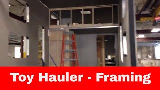 More  Luxe Toy Hauler fifth wheel  interior framing [upl. by Sparhawk312]