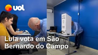 Lula vota em São Bernardo do Campo vídeo mostra chegada e presidente na urna [upl. by Haidabej]