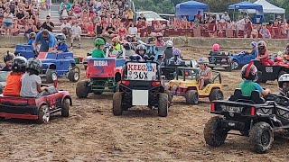 hard hitting power Wheels demolition derby firelands festival New London Ohio hard hitting kids [upl. by Ludba]