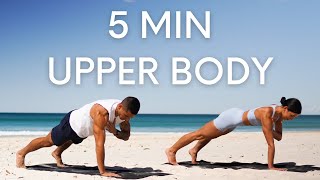 5 MIN UPPER BODY WORKOUT  Strong Arms Chest amp Back No Equipment [upl. by Lasorella663]