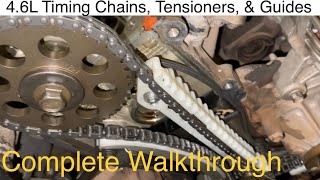 Timing chain guide tensioner replacement Mustang F150 Crown Vic 46L 2V Complete step by step [upl. by Adle]