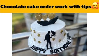 Chocolate cake for father’s birthday celebration how to make fondant topper on cream cake cake [upl. by Dante573]