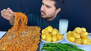 ASMR EATING 4X SPICY KOREAN NOODLESBOILED EGGSGREEN CHILLIES  REAL MUKBANGNO TALKING [upl. by Jorgensen]