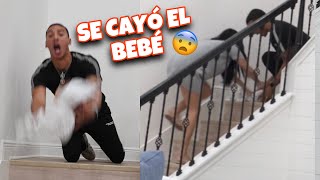 BROMA A MI ESPOSA🤣 SE CAYÓ EL BEBÉ POR LAS ESCALERAS 😨 [upl. by Fanestil]