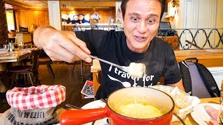 Swiss Food Tour  CHEESE FONDUE and Jumbo Cordon Bleu in Zurich Switzerland [upl. by Aneehsal]