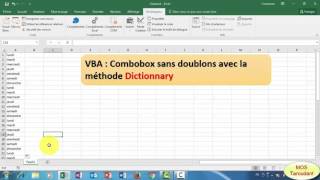 VBA Excel Combobox sans doublons avec la méthode dictionary [upl. by Nido185]