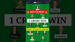 SSW VS MSW 9TH WBBL MATCH DREAM 11 PREDICTION SSW VS MSW DREAM 11 TEAM  DREAM 11 TEAM TODAY MATCH [upl. by Akeirahs]