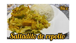 prepara tu rico saltadito de repollo con pollo comidaperuana cocina pollo [upl. by Alehs159]