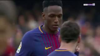 Así fue el debut de Yerry Mina como titular en el Barcelona HD 720p 110218 [upl. by Mattias444]