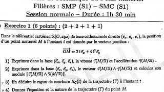 Examen 1 partie 1 Mécanique de point matériel S1 20222023 Contrôle تطوان  SMPC SMIA ENSA MIPC MI [upl. by Ninetta]