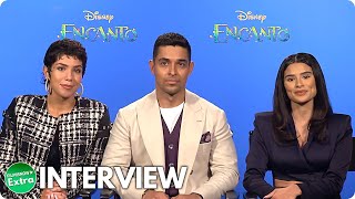 ENCANTO  Diane Guerrero Wilmer Valderrama and Jessica Darrow Official Interview [upl. by Ahseek259]