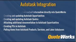 QuoteWerks Integration to Autotask [upl. by Nirrak353]