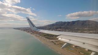 Spectacular landing at Malaga Airport Spain  Boeing 737800  Ryanair  Seat 29A [upl. by Hassin]