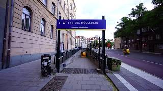 Sweden Stockholm Tekniska Högskolan subway station SMW inclined elevator  going down [upl. by Hewart]