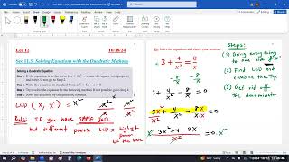 Lec12 JTFA Sec11 3 M1030 Solving RAtional Equations and Eq with fraction powers [upl. by Enelrac]