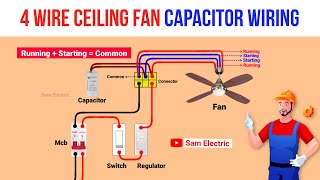 Ceiling Fan 4 Wire Wiring Connection Diagram l Ceiling Fan Wire Connection l fan wire connection [upl. by Nevur]