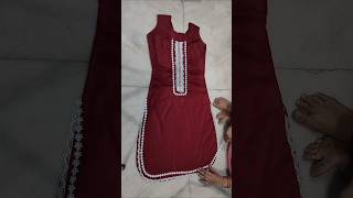 Cutwork Lace से बनाएं Beautiful Kurti Design 🥰 Cotton Kurti Design kurti shorts firdoshsaifi [upl. by Ecnarret]