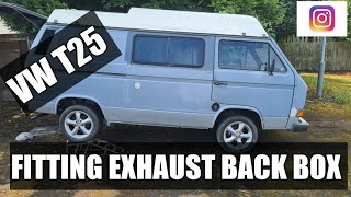 Fitting exhaust back box to my VW T25 16td self build campervan vanagon T3 [upl. by Annig364]