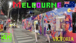 Melbourne 4K Urban Walk  2024 CBD Exploration  Spring Night 4K [upl. by Bal29]