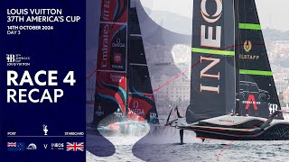 Louis Vuitton 37th Americas Cup Race 4 Recap  Emirates Team New Zealand vs INEOS Britannia [upl. by Ameluz]