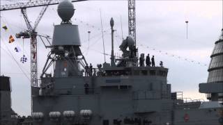 London Tower bridge  with german Frigate Augsburg [upl. by Anerat]