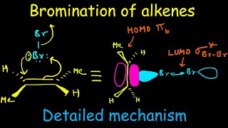 Bromination of alkenes  Electrophilic addition of bromine to alkenes mechanism and stereochemistry [upl. by Lubbi978]