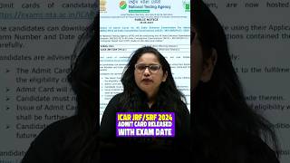 ICAR JRFSRF 2024 Admit card Released with Exam Date icar shorts viral pw [upl. by Keli314]