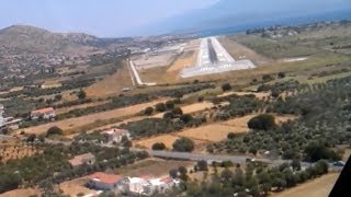 AMAZING B737 onboard cockpit video of landing in EXTREME crosswind at Samos [upl. by Ruosnam346]